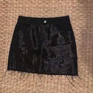 Topshop Black Denim Skirt With mesh front